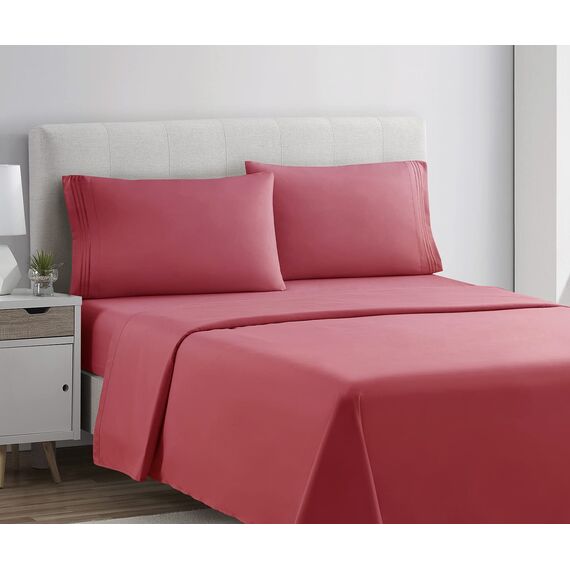 Clara Clark Luxury Soft Bedding Sheets & Pillowcases Bettwäsche-Set für Doppelbett, gebürstet, Tiefe Taschen, Mikrofaser, Korallenpink, California King, 4