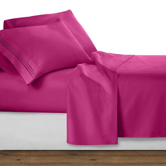 Clara Clark Luxury Soft Bedding Sheets & Pillowcases Bettwäsche-Set für Doppelbett, gebürstet, Tiefe Taschen, Mikrofaser, Magenta, Queen 4PC