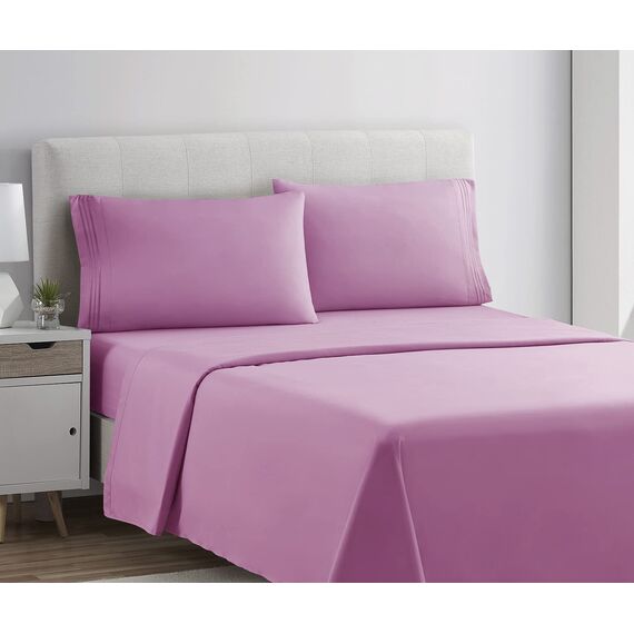Clara Clark, Premier-1800-Collection, Deluxe-Mikrofaser, 3-Linien-Bettbezug, Silber/Hellgrau, Queen, Strawberry Pink, Kingsize