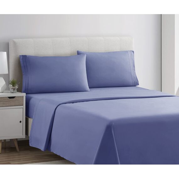 Clara Clark Luxury Soft Bedding Sheets & Pillowcases Bettwäsche-Set für Doppelbett, gebürstet, Tiefe Taschen, Mikrofaser, Stahlblau, Queen