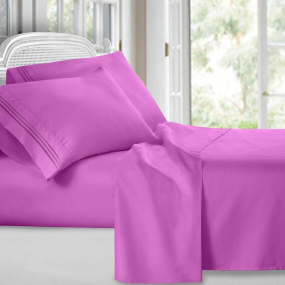 Clara Clark Luxury Soft Bedding Sheets & Pillowcases Bettwäsche-Set für Doppelbett, gebürstet, Tiefe Taschen, Mikrofaser, Radiant Orchid, Twin