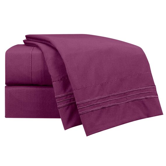 Clara Clark Luxury Soft Bedding Sheets & Pillowcases Bettwäsche-Set für Doppelbett, gebürstet, Tiefe Taschen, Mikrofaser, Magenta, Queen 4PC