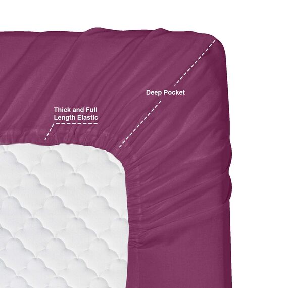 Clara Clark Luxury Soft Bedding Sheets & Pillowcases Bettwäsche-Set für Doppelbett, gebürstet, Tiefe Taschen, Mikrofaser, Magenta, Twin, 3