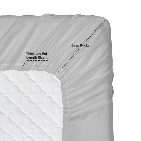 Clara Clark Luxury Soft Bedding Sheets & Pillowcases Bettwäsche-Set für Doppelbett, gebürstet, Tiefe Taschen, Mikrofaser, Silbergrau, Queen