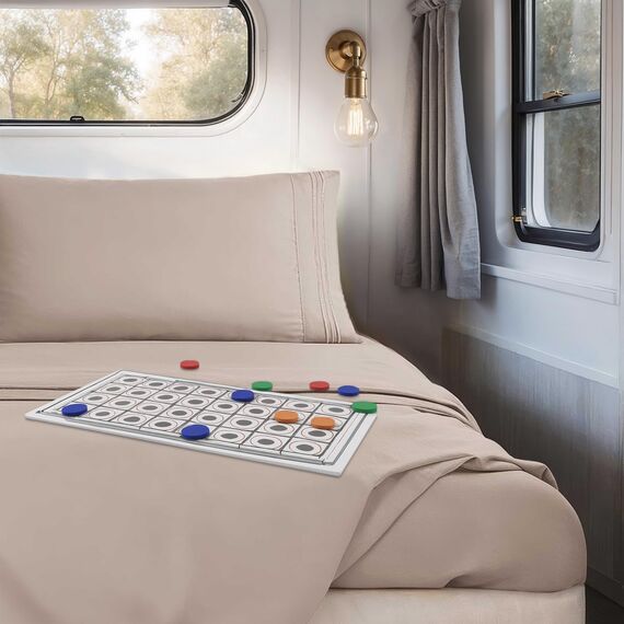 Clara Clark Premier 1800 Serie 4-teiliges Wohnmobil-Bettwäsche-Set, luxuriös, weiche Bettlaken für Etagenbetten mit Wohnmobil, kurzes Queen-Size-Bett - Leinen