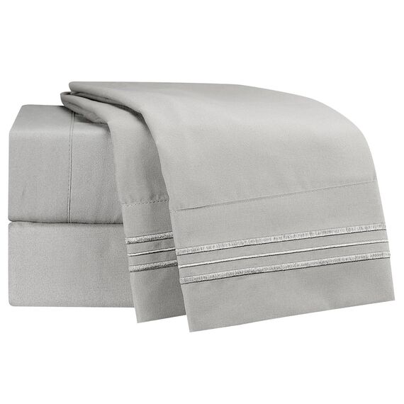 Clara Clark Luxury Soft Bedding Sheets & Pillowcases Bettwäsche-Set für Doppelbett, gebürstet, Tiefe Taschen, Mikrofaser, Silbergrau, Queen
