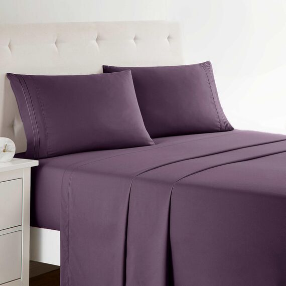 Clara Clark Bettwäscheset in voller Größe XL, knitterfrei, farbecht, schmutzabweisend, Tiefe Taschen, luxuriös, weiche Bettwäsche und Kissenbezüge, Violett (Full XL Purple)