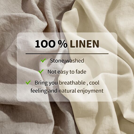 LBRO2M Bettlaken-Set, 100% Leinen, 40,6 cm tief, für King-Size-Bett, einfarbig, natürliches Flachs, weich, atmungsaktiv, für alle Jahreszeiten, Kingsize, Beige