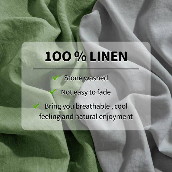 LBRO2M Bettlaken-Set aus 100 % reinem Leinen, tiefe Taschen bis zu 40,6 cm, natürliches Flachs, weich, atmungsaktiv, bequem für alle Jahreszeiten, 4-teiliges Bettlaken-Set, King-Size-Größe, Grün