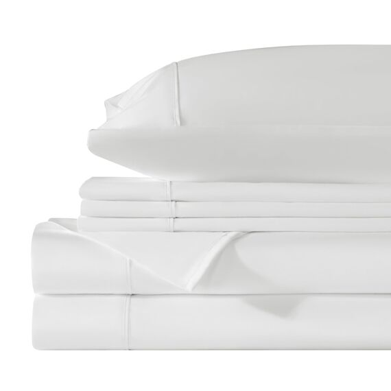 LBRO2M Bettlaken-Set aus 100 % ägyptischer Baumwolle, Fadenzahl 1000, 6-teiliges Set, Kingsize-Bettlaken, tiefes Bettlaken-Set, 40,6 cm, weich, bequem, für alle Jahreszeiten, Kingsize, Weiß