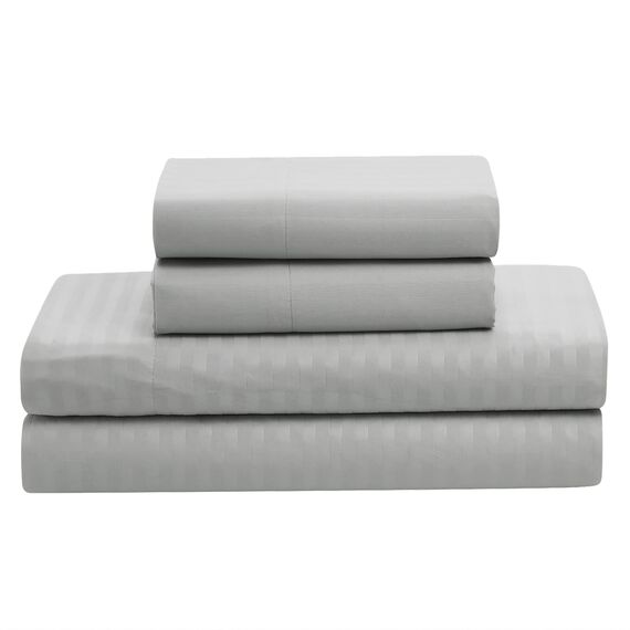 Bettwäsche-Set für King-Size-Betten, 8-teiliges Bett in Einer Tasche mit Bettrock, Spannbetttuch, Bettlaken, 2 Kissenbezügen, 2 Kissenbezügen, Kingsize-Bett, Dobby-Silber
