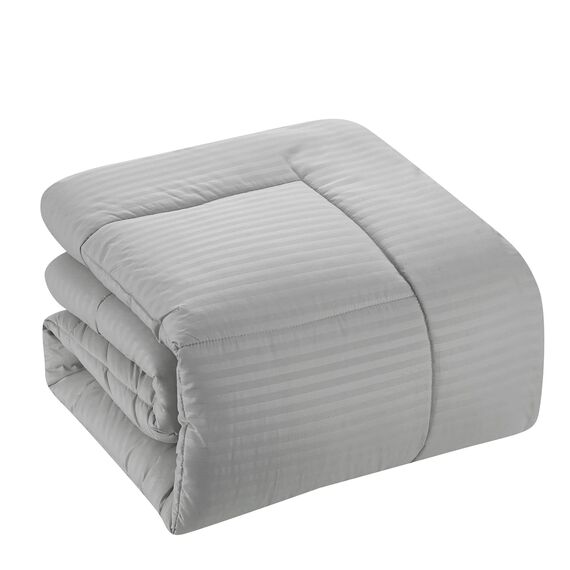 Bettwäsche-Set für King-Size-Betten, 8-teiliges Bett in Einer Tasche mit Bettrock, Spannbetttuch, Bettlaken, 2 Kissenbezügen, 2 Kissenbezügen, Kingsize-Bett, Dobby-Silber