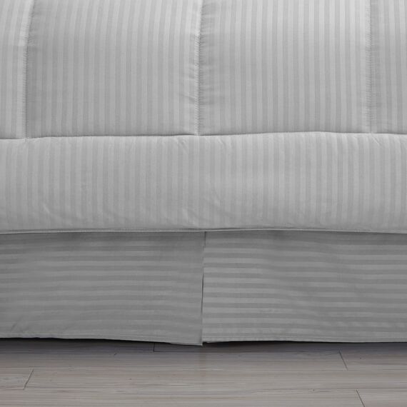 Bettwäsche-Set für King-Size-Betten, 8-teiliges Bett in Einer Tasche mit Bettrock, Spannbetttuch, Bettlaken, 2 Kissenbezügen, 2 Kissenbezügen, Kingsize-Bett, Dobby-Silber