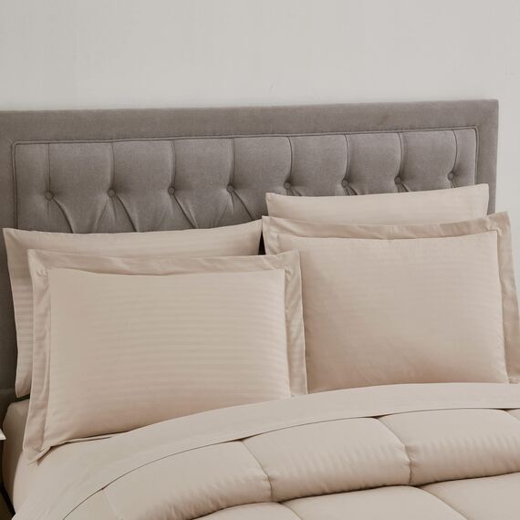 Bettwäsche-Set für King-Size-Betten, 8-teiliges Bett in Einer Tasche mit Bettrock, Spannbetttuch, Bettlaken, 2 Kissenbezügen, 2 Kissenbezügen, Kingsize-Bett, Dobby-Beige