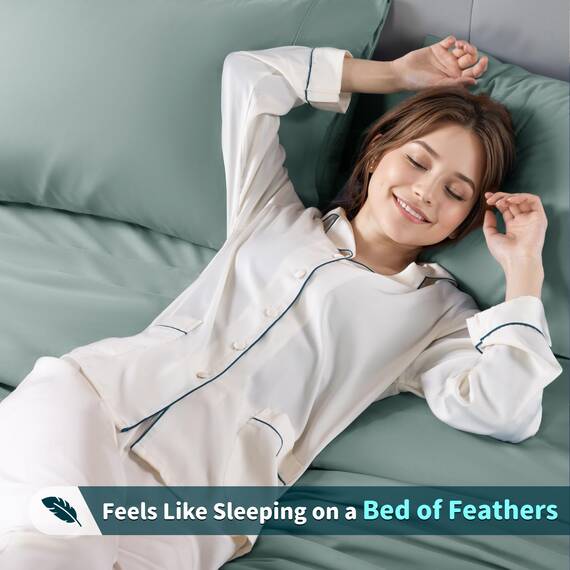 LBRO2M Bettwäsche-Set für Queen-Size-Betten, 100 % Baumwolle, Fadenzahl 1200, 40,6 cm tiefe Tasche, 4-teiliges Set (Queen, Salbeigrün)