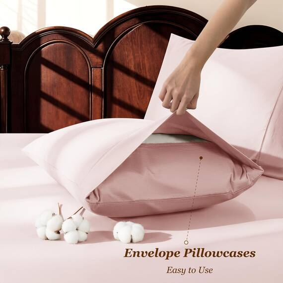 LBRO2M Bettwäsche-Set, 100 % Baumwolle, tiefe Taschen, 48,3 cm, Fadenzahl 1000, California-King-Size-Bett, weich, bequem, für alle Jahreszeiten (California King, Rosa)