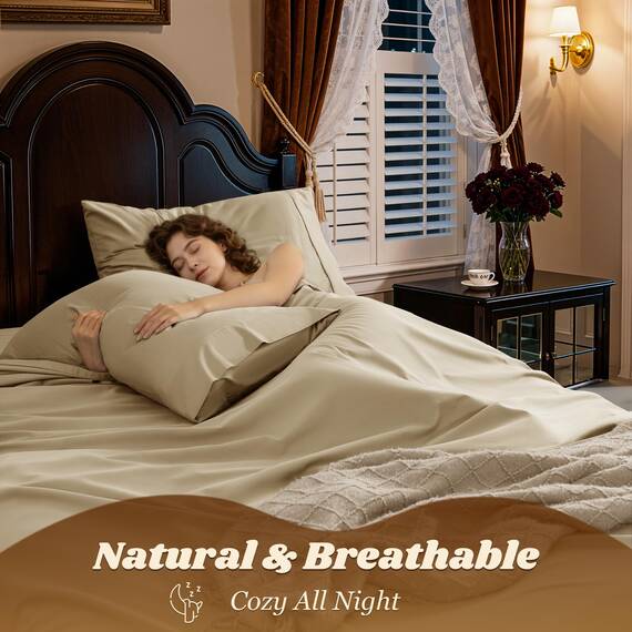LBRO2M Bettwäsche-Set, 100 % Baumwolle, tiefe Taschen, 48,3 cm, Fadenzahl 1000, California-King-Size-Bett, 4-teiliges Bettlaken-Set, weich, bequem, für alle Jahreszeiten (California-King-Size-Bett