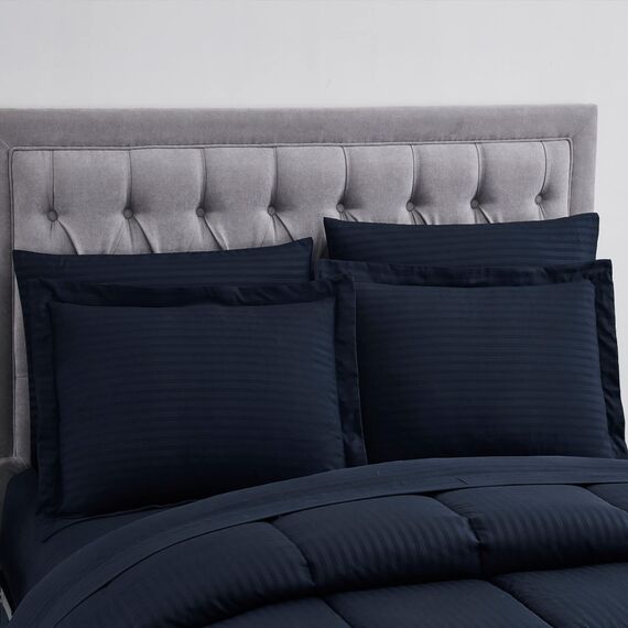 Sweet Home Collection King Size Bettwäsche-Set 8-teilig Bett in Einer Tasche mit Bettrock, Spannbetttuch, Bettlaken, 2 Kissenbezüge, 2 Kissenbezüge, Kingsize, Dobby Navy