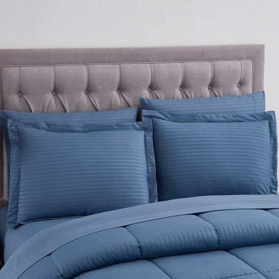 Sweet Home Collection Queen Bettwäsche-Set 8-teilig Bett in Einer Tasche mit Bettrock, Spannbettlaken, Bettlaken, 2 Kissenbezüge, 2 Kissenbezüge, Queensize, Denim