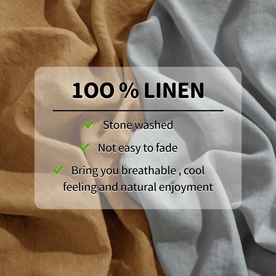 LBRO2M Bettlaken-Set aus 100 % reinem Leinen, tiefe Taschen bis 40,6 cm, natürliches Flachs, weich, atmungsaktiv, bequem für alle Jahreszeiten, 4-teiliges Bettlaken-Set, Queen-Size-Größe, Rost