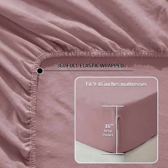 LBRO2M Bettlaken-Set aus 100 % reinem Leinen, tiefe Taschen bis 40,6 cm, natürliches Flachs, weich, atmungsaktiv, bequem für alle Jahreszeiten, 4-teiliges Bettlaken-Set, California-King-Size-Größe