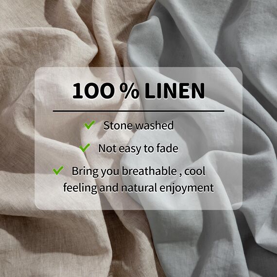 LBRO2M Bettlaken-Set, 100 % Leinen, tiefe Taschen, passend für Bettwäsche bis zu 48,3 cm, natürliches Flachs, weich, atmungsaktiv, bequem für das ganze Jahr, 4-teiliges Bettlaken-Set (Kingsize, Leinen