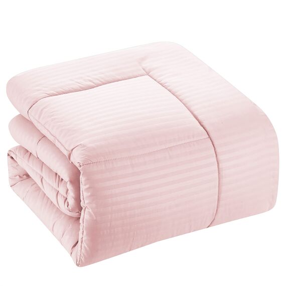 Sweet Home Collection Bettwäsche-Set für King-Size-Betten, 8-teiliges Bett in Einer Tasche mit Bettrock, Spannbetttuch, Bettlaken, 2 Kissenbezügen, 2 Kissenbezügen, King-Size-Bett, Dobby, Blassrosa