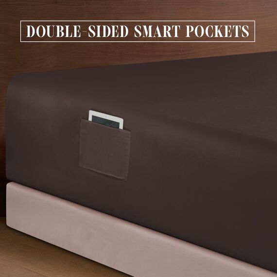 Elegant Comfort 4-teiliges Bettwäsche-Set, luxuriöse Bettwäsche aus 1500 Premium-Mikrofaser, Hotelqualität, rundum elastisch, 45,7 - 61 cm tiefes Spannbetttuch, extra tiefe Bettlaken, Kingsize, Braun