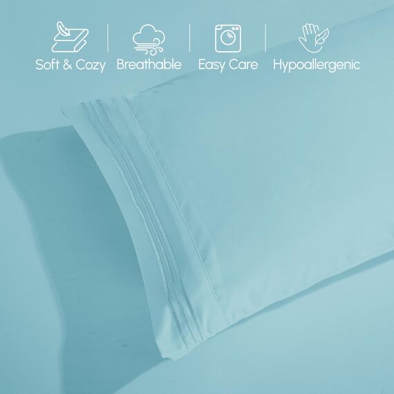 Elegant Comfort 4-teiliges Bettlaken-Set, luxuriöse Bettwäsche, 1500, hochwertige Mikrofaser, Rundumgummi, 45,7 - 61 cm tiefes Spannbetttuch, extra tiefe Bettlaken, Queensize, Babyblau
