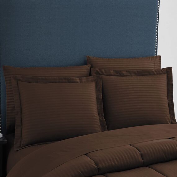 Sweet Home Collection Bettwäsche-Set für Doppelbett, 6-teilig, mit Bettrock, Spannbetttuch, Bettlaken, 1 Kissenbezug und 1 Kissenbezug, Doppelbett, Dobby Chocolate