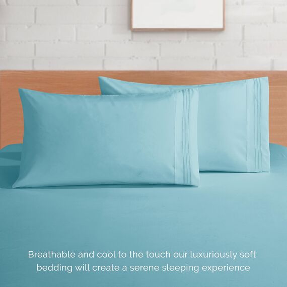 Elegant Comfort 4-teiliges Bettwäsche-Set, luxuriöse Bettwäsche aus 1500 Premium-Mikrofaser, Hotelqualität, rundum elastisch, 45,7-61 cm tief, extra Tiefe Bettlaken, Kingsize, Babyblau