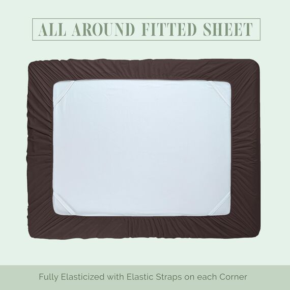 Elegant Comfort 4-teiliges Bettwäsche-Set, luxuriöse Bettwäsche aus 1500 Premium-Mikrofaser, Hotelqualität, rundum elastisch, 45,7 - 61 cm tiefes Spannbetttuch, extra tiefe Bettlaken, Kingsize, Braun