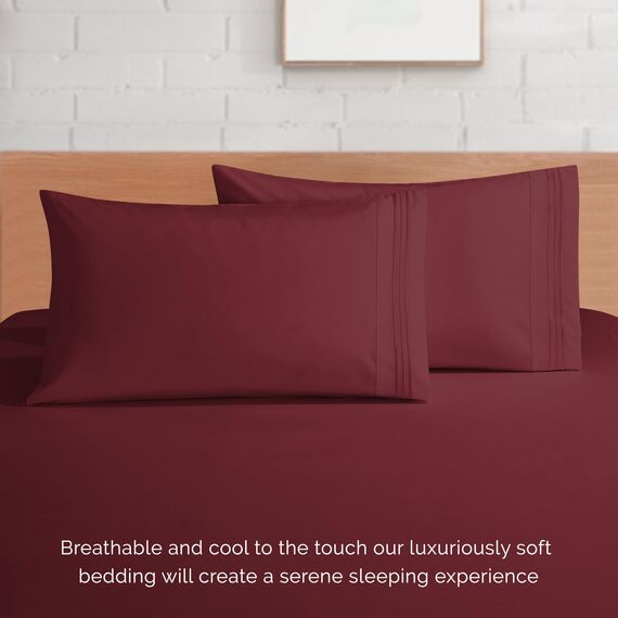 Elegant Comfort 4-teiliges Bettlaken-Set, luxuriöse Bettwäsche, 1500 Premium-Mikrofaser, Hotelqualität, Rundumgummi, 45,7 - 61 cm tiefes Spannbetttuch, extra tiefe Bettlaken, California King,