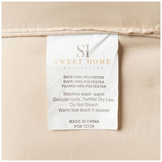 Sweet Home Collection 2 Kissenbezüge, 2 Kissenbezüge und Bettrock für alle Jahreszeiten, feine doppelt gebürstete Mikrofaser/100% Faserfüllung, Dobbybeige, Doppelbett