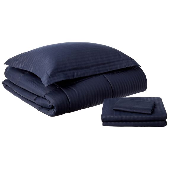 Sweet Home Collection Bettwäsche-Set für Doppelbett, 6-teilig, mit Bettrock, Spannbetttuch, Bettlaken, 1 Kissenbezug und 1 Kissenbezug, Twin, Dobby Navy