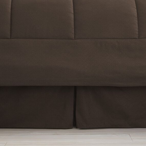 Bettwäsche-Set für King-Size-Betten, 8-teiliges Bett in einer Tasche mit Bettrock, Spannbetttuch, Bettlaken, 2 Kissenbezügen, 2 Kissenbezügen, Kingsize, Griechischer Schlüssel Schokolade