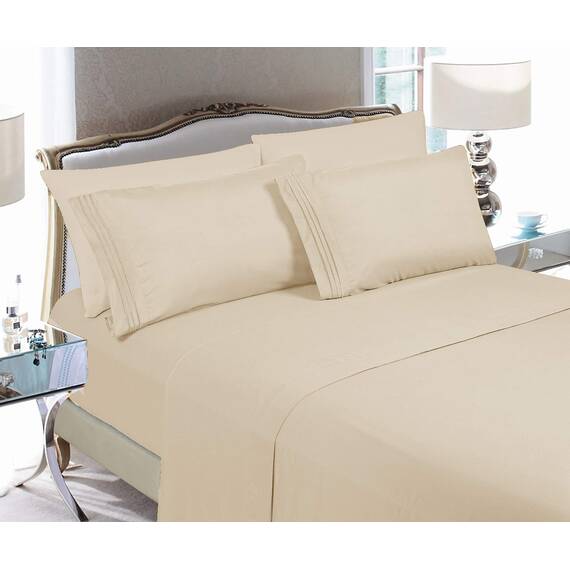 Elegant Comfort Luxuriöses 4-teiliges Bettwäsche-Set, Luxus-Bettwäsche, Fadenzahl 1500, ägyptische Qualität, knitter- und lichtbeständig, kühl und atmungsaktiv, leicht elastisch, Kingsize, cremefarben