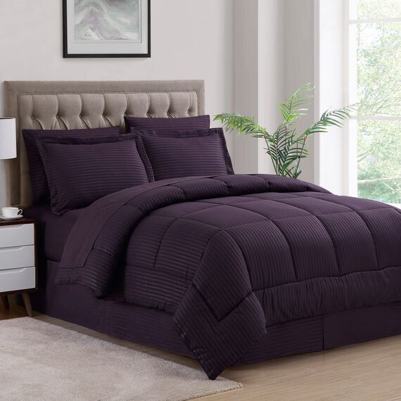 Sweet Home Collection Queen Bettwäsche-Set 8-teilig Bett in Einer Tasche mit Bettrock, Spannbettlaken, Bettlaken, 2 Kissenbezüge, 2 Kissenbezüge, Queensize, Dobby Purple