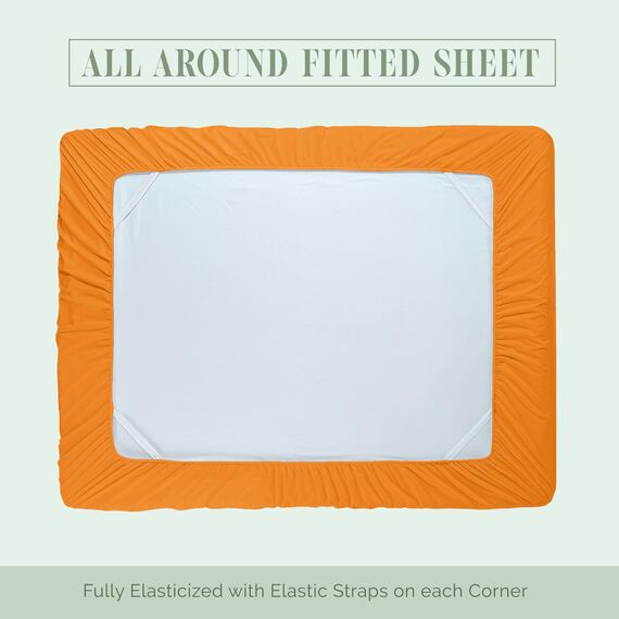 Elegant Comfort 4-teiliges Bettlaken-Set, luxuriöse Bettwäsche 1500, hochwertige Mikrofaser, rundum elastisch, 45,7 - 61 cm tiefes Spannbetttuch, extra tiefe Bettlaken, Full, Persimmon