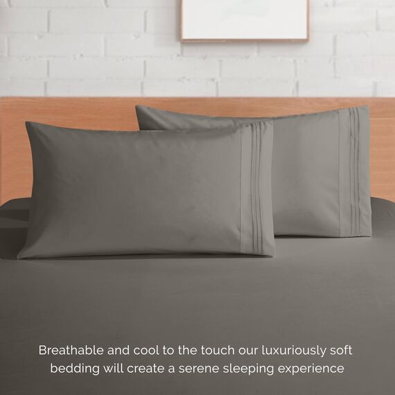 Elegant Comfort 4-teiliges Bettlaken-Set, luxuriöse Bettwäsche, 1500, hochwertige Mikrofaser, rundum elastisch, 45,7-61 cm tiefes Spannbetttuch, extra Tiefe Bettlaken, Twin/Twin XL, Grau
