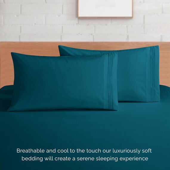 Elegant Comfort 4-teiliges Bettwäsche-Set, luxuriöse Bettwäsche aus 1500 Premium-Mikrofaser, Hotelqualität, rundum elastisch, 45,7-61 cm tiefes Spannbetttuch, extra Tiefe Bettlaken, California King,