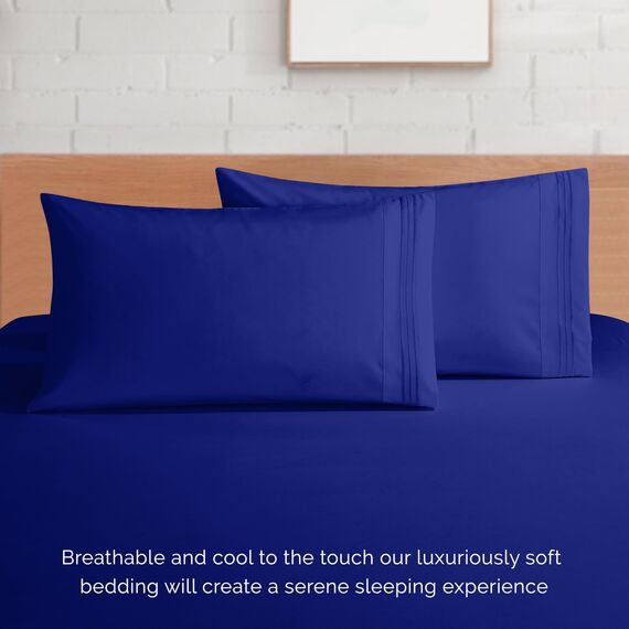 Elegant Comfort Luxus-Bettwäsche-Set, 4-teilig, 1500, hochwertige Mikrofaser, Rundumgummi, 45,7-61 cm tiefes Spannbetttuch, extra Tiefe Spannbettlaken, Full, Imperial Blue