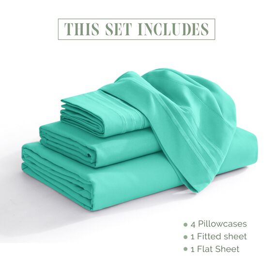 Elegant Comfort 4-teiliges Bettwäsche-Set, luxuriöse Bettwäsche aus 1500 Premium-Mikrofaser, Hotelqualität, rundum elastisch, 45,7 - 61 cm tiefes Spannbetttuch, extra tiefe Bettlaken, Queensize,