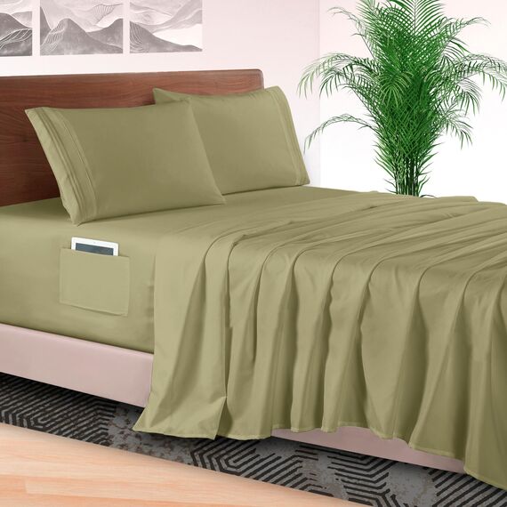 Elegant Comfort 4-teiliges Bettwäsche-Set, luxuriöse Bettwäsche aus 1500 Premium-Mikrofaser, Hotelqualität, rundum elastisch, 45,7 - 61 cm tiefes Spannbetttuch, extra tiefe Bettlaken,