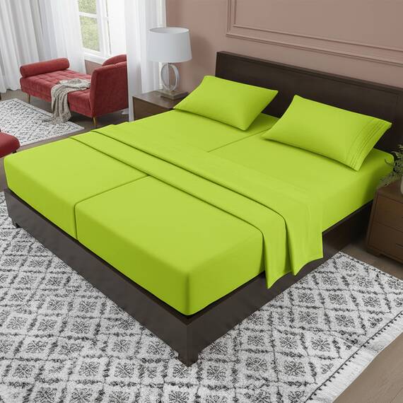 Elegant Comfort Luxuriöses 5-teiliges Bettlaken-Set, luxuriöse Bettwäsche aus 1500 Premium-Mikrofaser in Hotelqualität, knitterfrei, kühl und atmungsaktiv, leicht elastisch, Split-Kingsize-Bett,