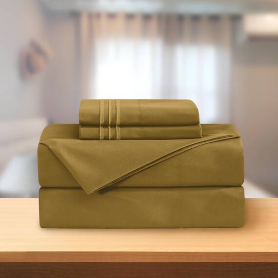 Elegant Comfort Luxuriöses 4-teiliges Bettwäsche-Set, luxuriöse Bettwäsche aus 1500 Premium-Mikrofaser in Hotelqualität, knitterfrei, kühl und atmungsaktiv, leicht elastisch, California-King, Mokka