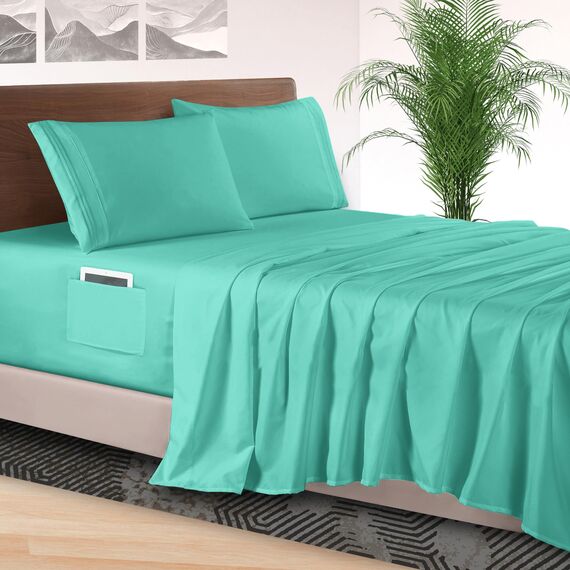 Elegant Comfort 4-teiliges Bettwäsche-Set, luxuriöse Bettwäsche aus 1500 Premium-Mikrofaser, Hotelqualität, rundum elastisch, 45,7 - 61 cm tiefes Spannbetttuch, extra tiefe Bettlaken, Kingsize,
