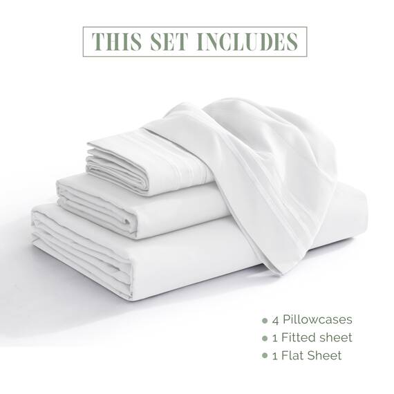 Elegant Comfort 4-teiliges Bettwäsche-Set, luxuriöse Bettwäsche aus 1500 Premium-Mikrofaser, Hotelqualität, rundum elastisch, 45,7 - 61 cm tiefes Spannbetttuch, extra tiefe Bettlaken, Kingsize, Weiß