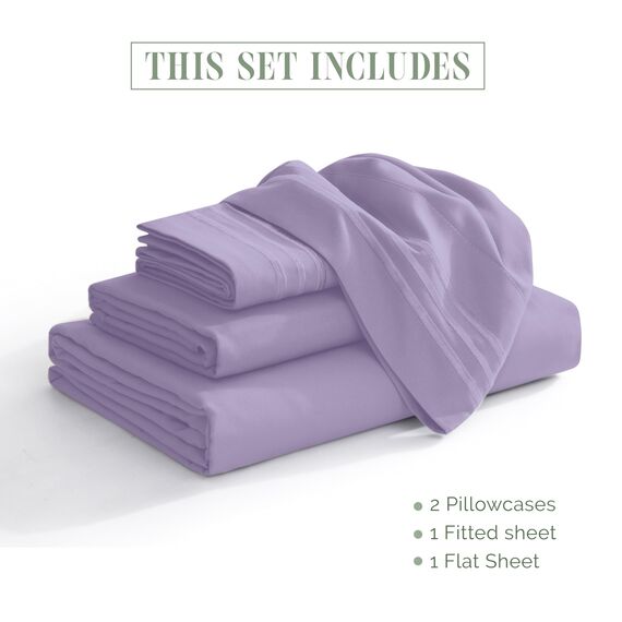 Elegant Comfort Luxus-Bettwäsche-Set, 4-teilig, 1500, hochwertige Mikrofaser, Rundumgummi, 45,7-61 cm tiefes Spannbetttuch, extra Tiefe Bettlaken, Twin/Twin XL, Violett