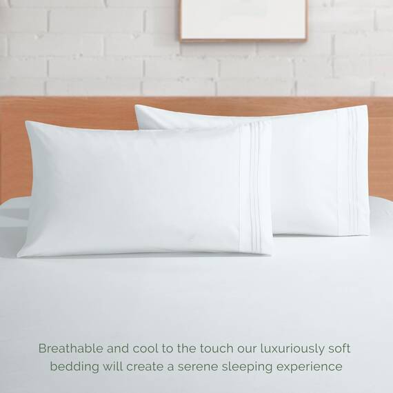 Elegant Comfort 4-teiliges Bettlaken-Set, luxuriöse Bettwäsche, 1500, hochwertige Mikrofaser, Rundumgummi, 45,7-61 cm tiefes Spannbetttuch, extra Tiefe Bettlaken, Queen-Size-Bett, Weiß